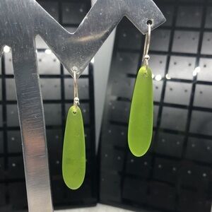 Sterling silver hooks recycled glass boho statement earrings.